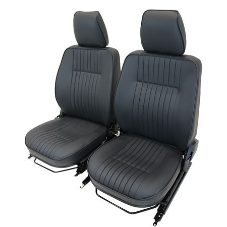 Front Seat Pair Heated Classic Flute Black Leather - EXT338CFBLH - Exmoor